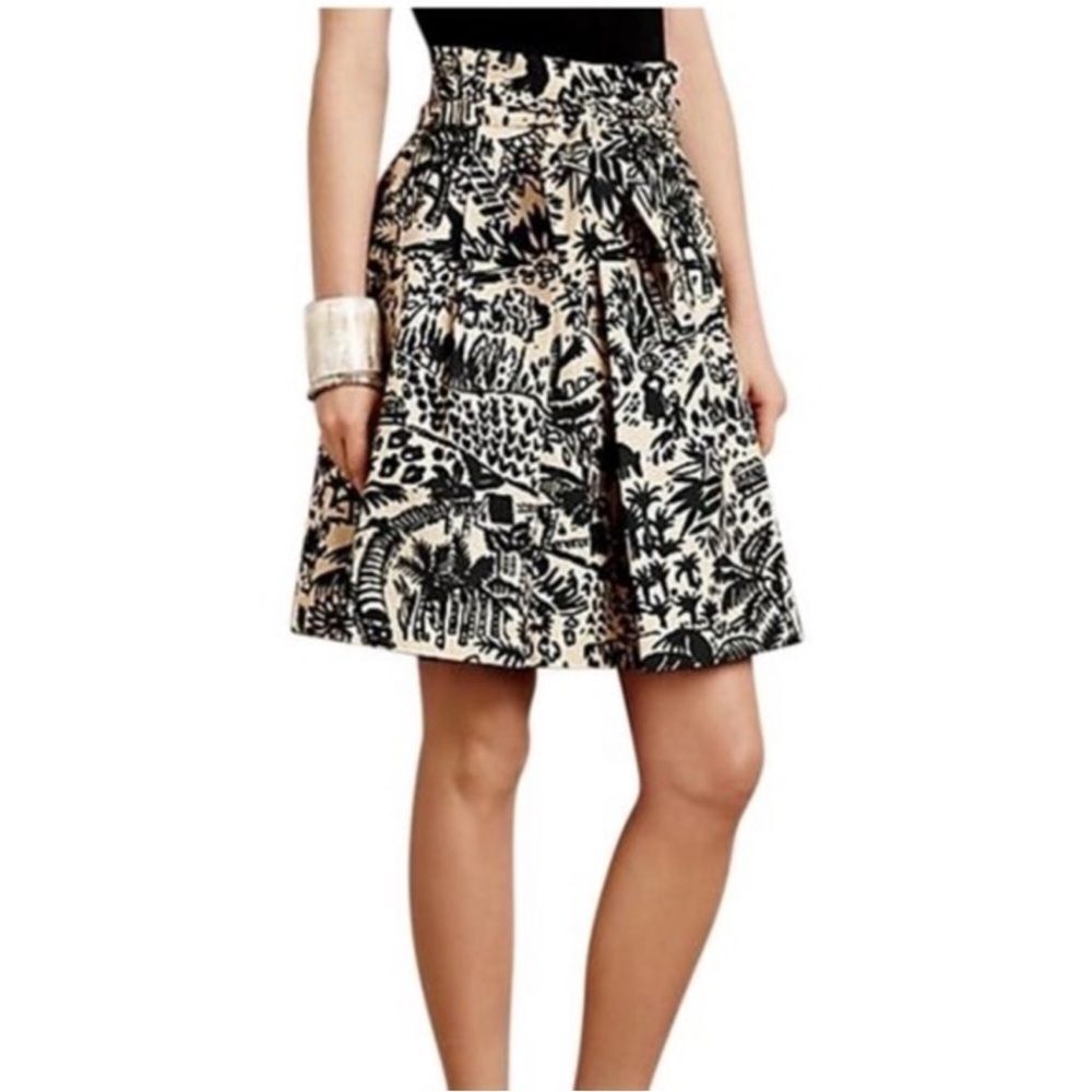 ANTHROPOLOGIE CORI LYNN CARTER 100% COTTON PALM GARDEN PAPER BAG SKIRT SIZE 2